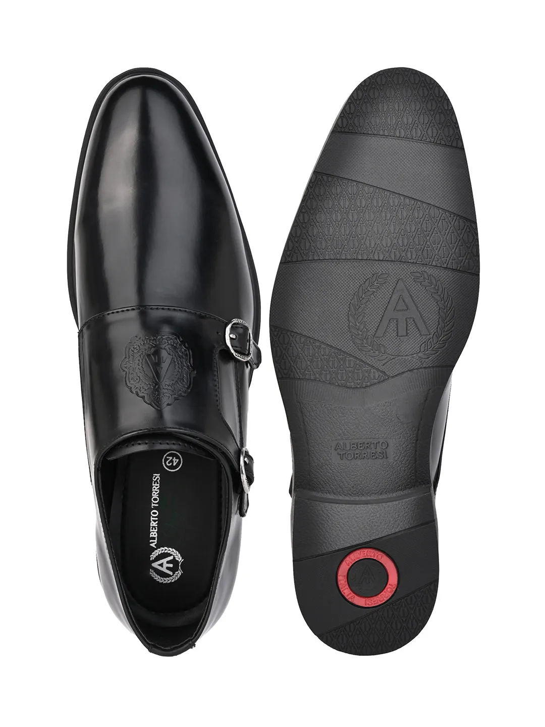 Alberto Torresi Men's Toro Black Double Monk Straps