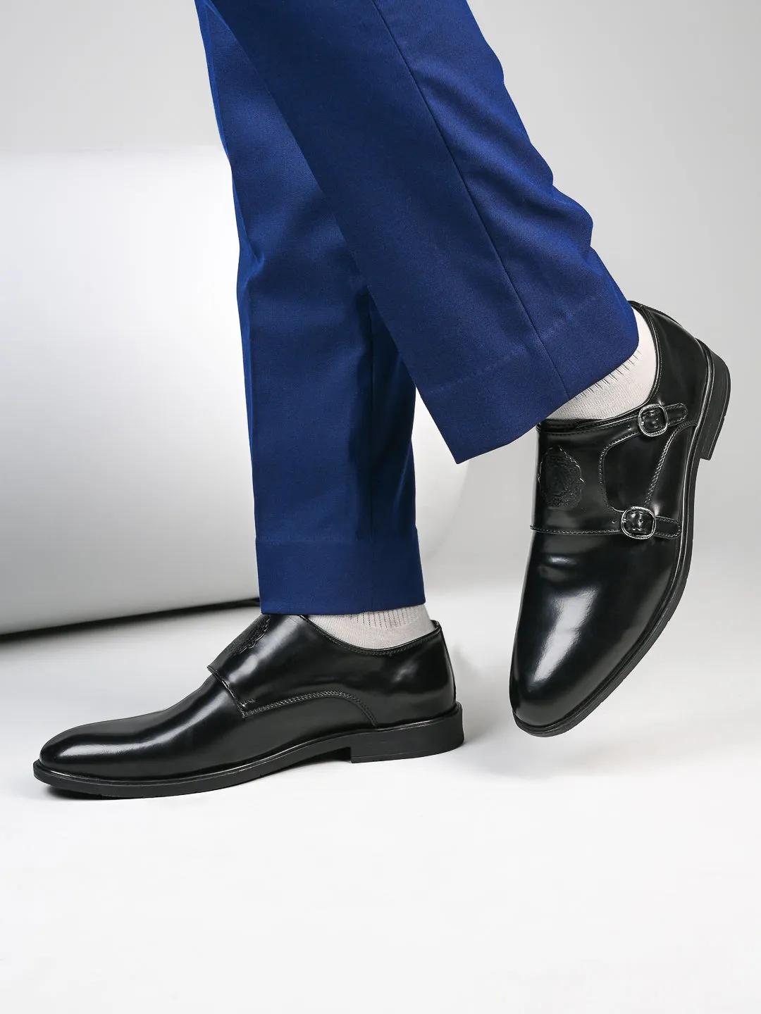 Alberto Torresi Men's Toro Black Double Monk Straps