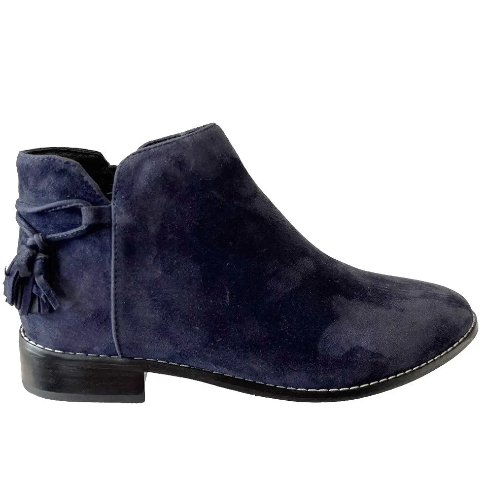 CHRISSIE DAWN Navy Suede Ankle Boots