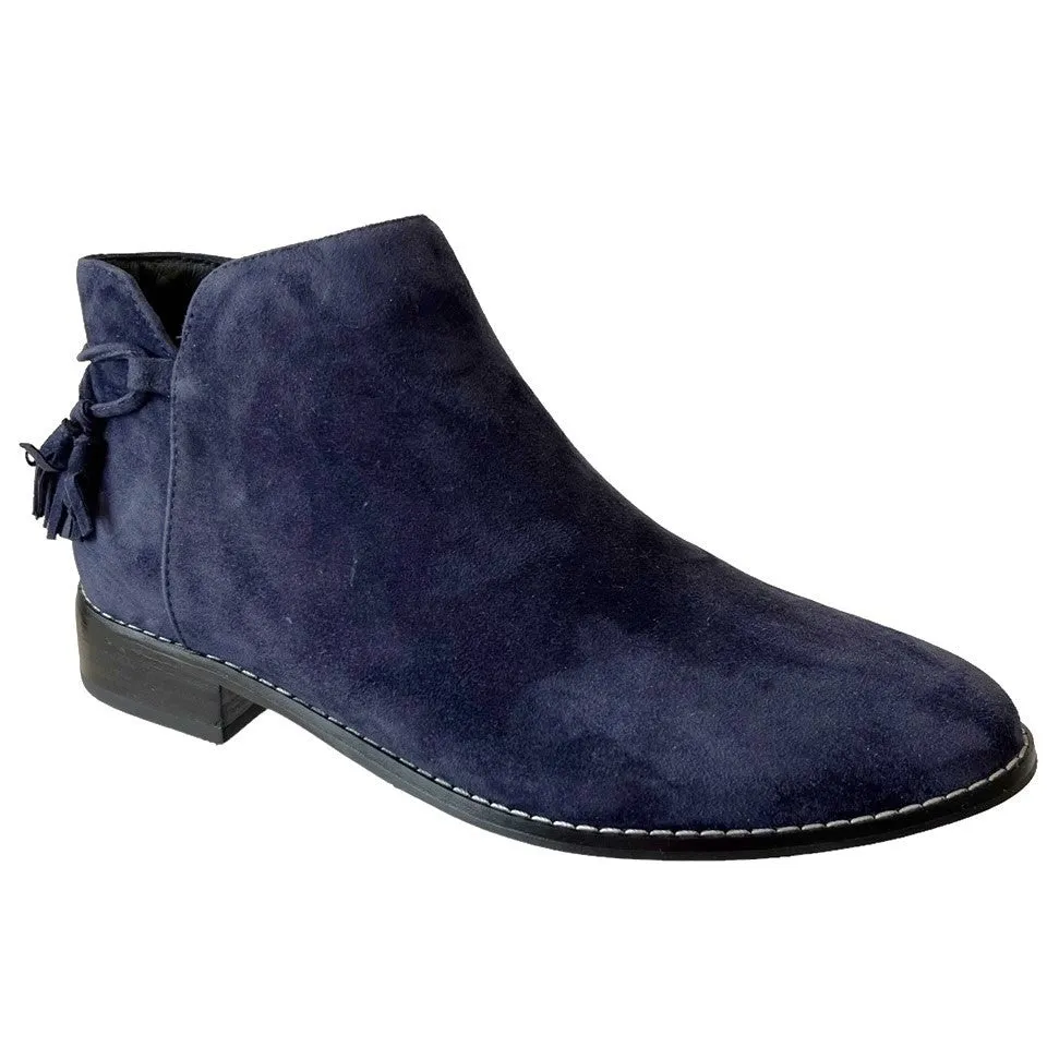 CHRISSIE DAWN Navy Suede Ankle Boots