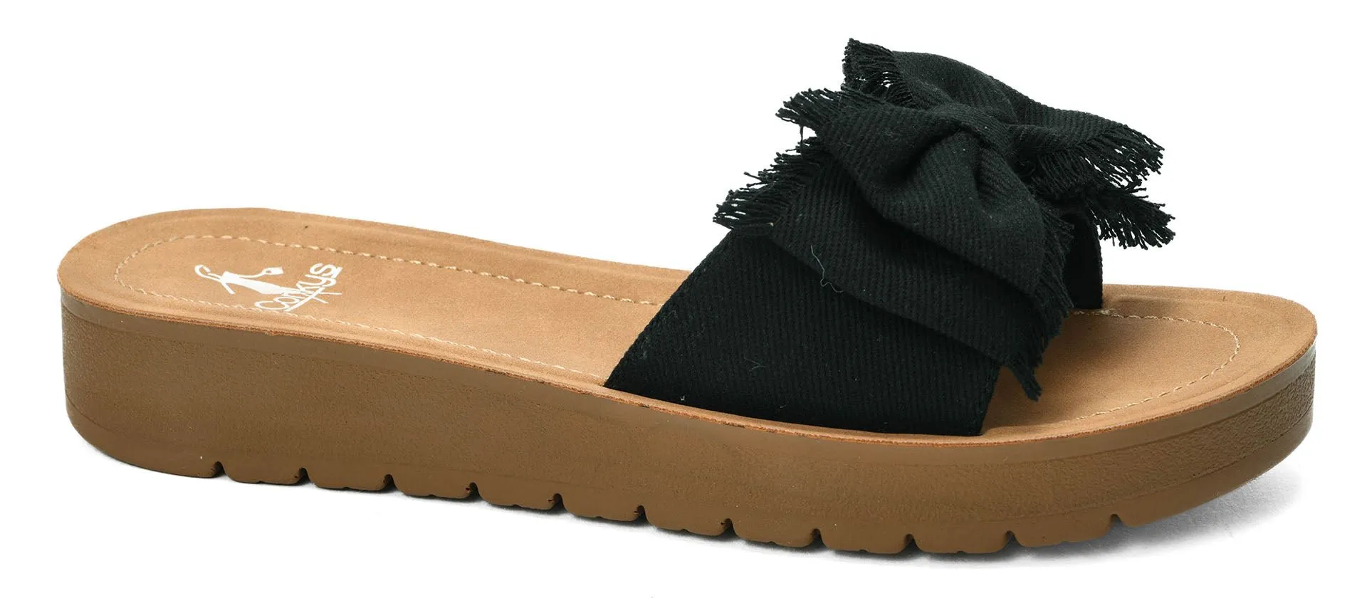 Corky's Footwear Spray Tan Canvas Sandal Slide - Black