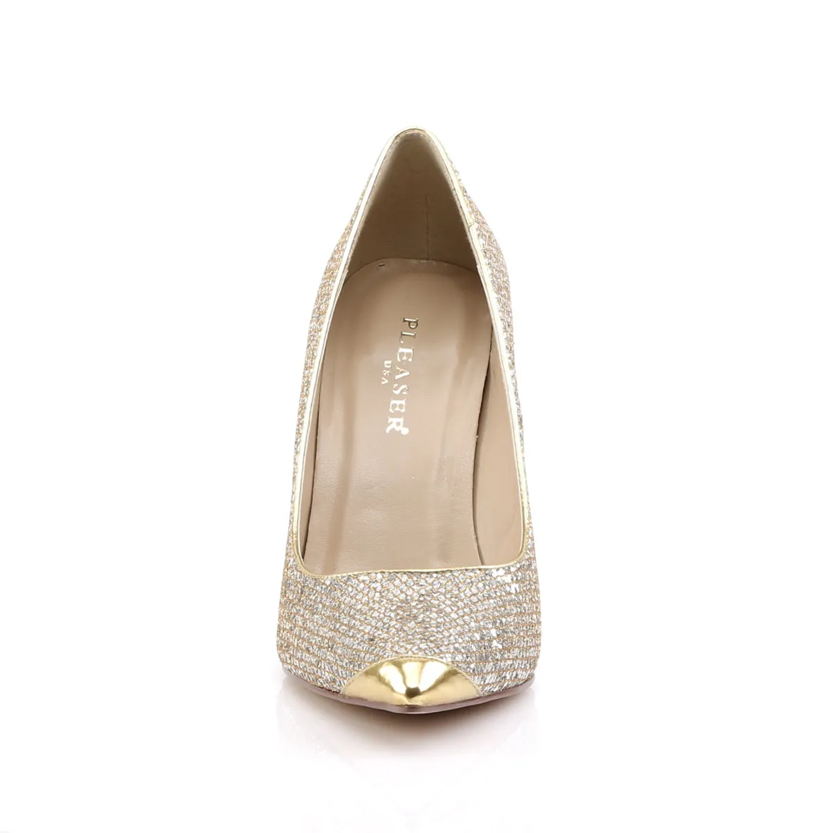 Gold Glittery Pump Shoe with 4-inch Heel, sizes 5-16, CLASS-20-GG