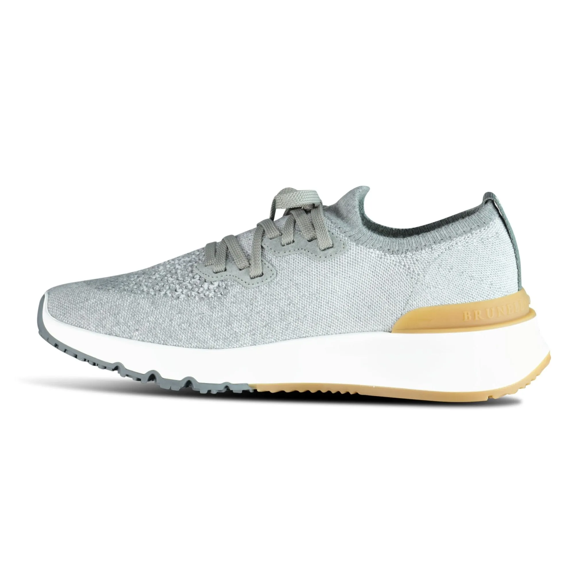 Knitted Lace Up Trainers Grey