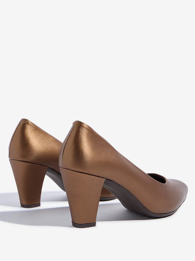 LUNA BLU Brown Block Pump Shoes