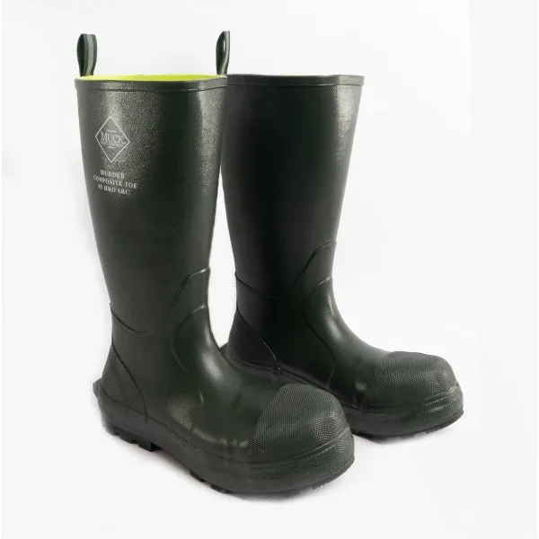 MUDDER TALL SAFETY Mens Rubber Wellington Boots Moss