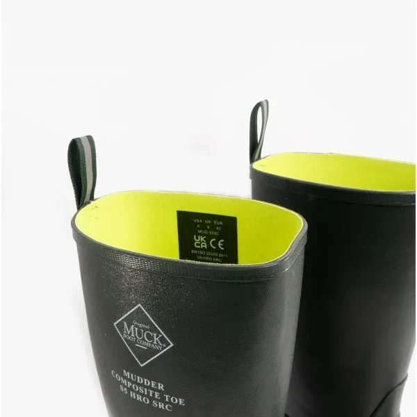 MUDDER TALL SAFETY Mens Rubber Wellington Boots Moss