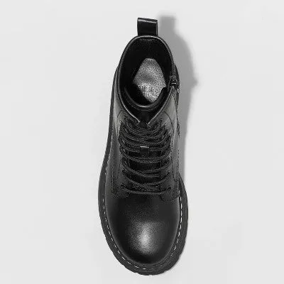 New - Wild Fable Women's Ankle Combat Boots Lace-Up Zipper Faux Leather