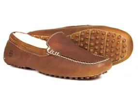 SALE MOHAWK Havana Men's Synthetic Fleece Lined Leather Slippers