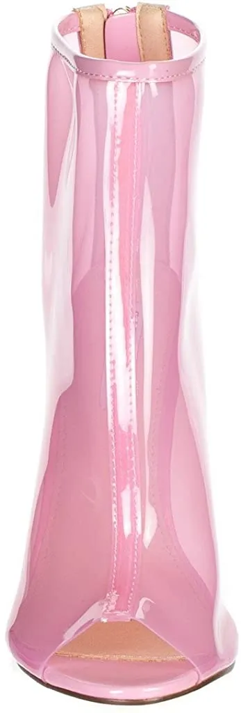 Shoe Secret Nude Open Toe Clear Perspex Ankle Boots