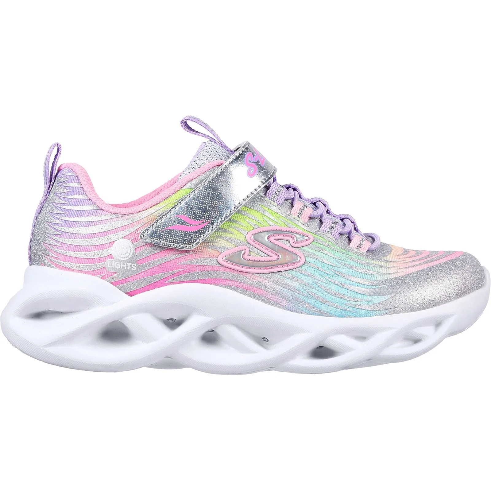 Skechers Girls Twisty Brights Mystical Bliss Light Up Trainers - Silver