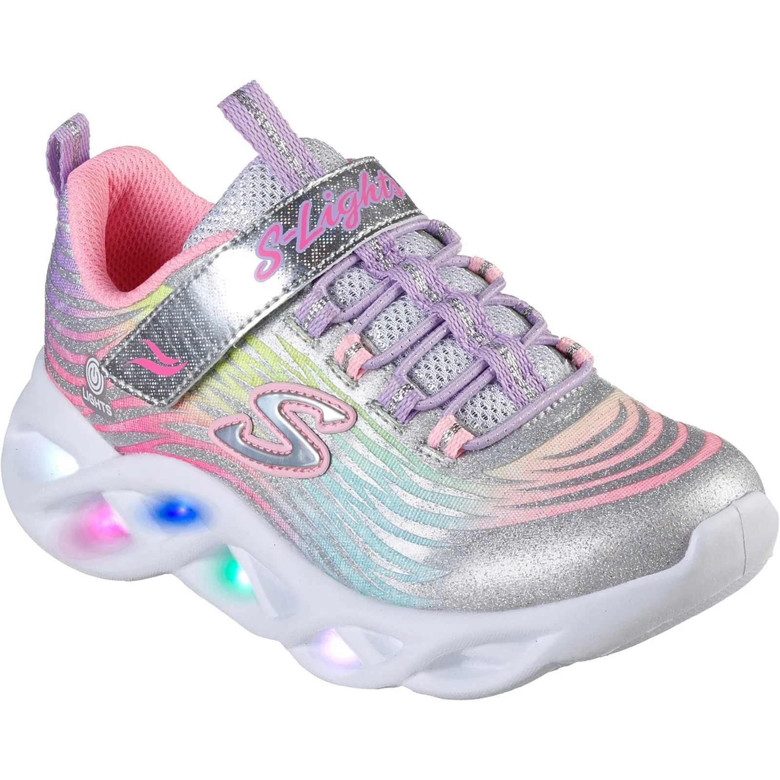 Skechers Girls Twisty Brights Mystical Bliss Light Up Trainers - Silver