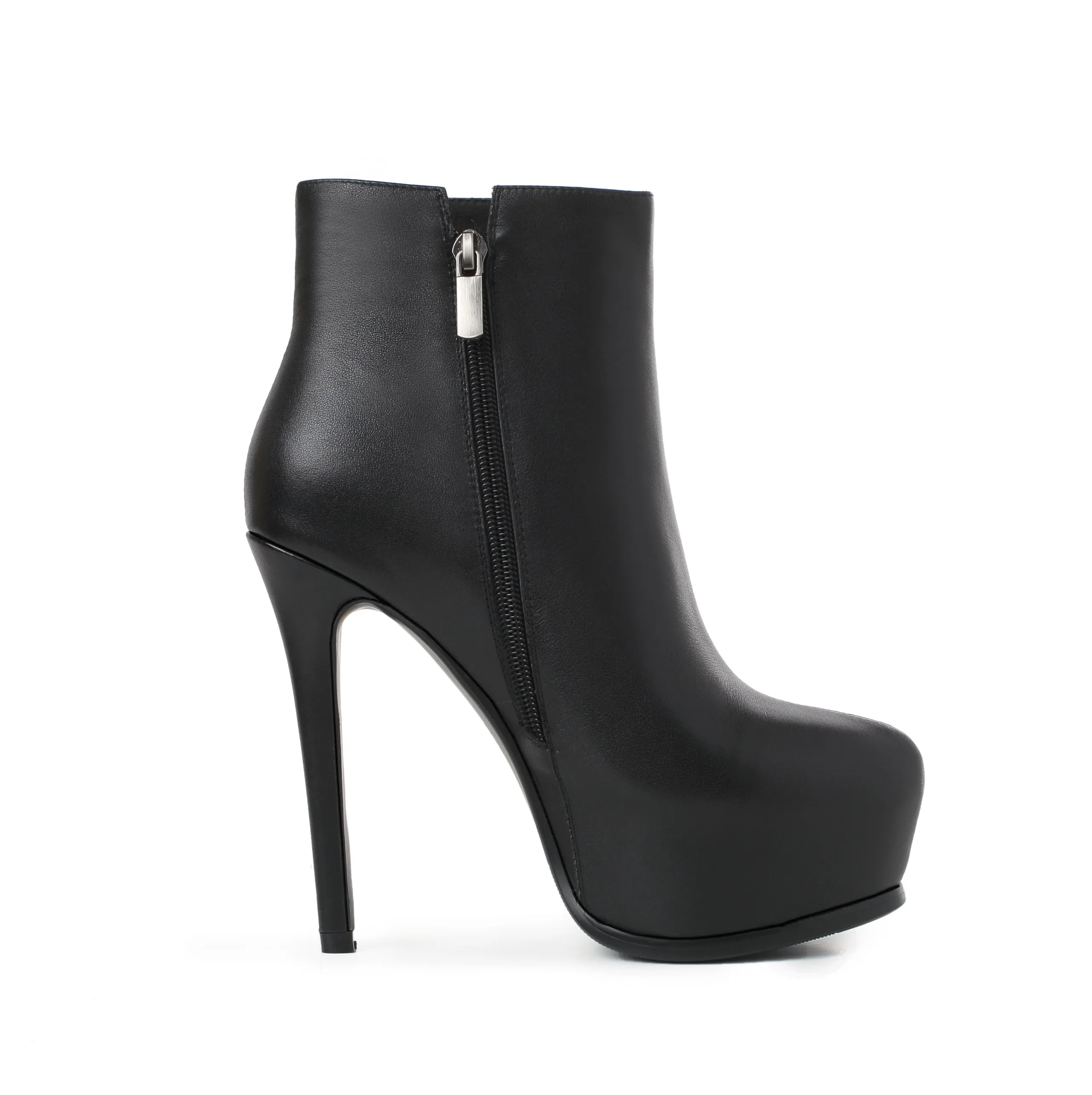 TinaCus Women's Genuine Leather Clear Pointed Toe Handmade Side Zip Up Sexy High Stiletto Heel Ankle Booties with Platform