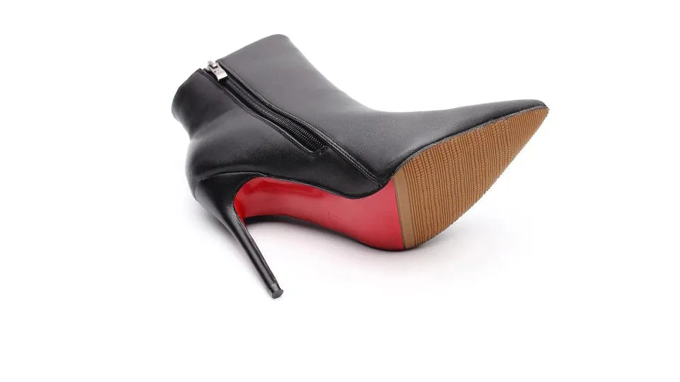 Women's Autumn/Winter High-Heeled Ankle Boots With Red Bottom