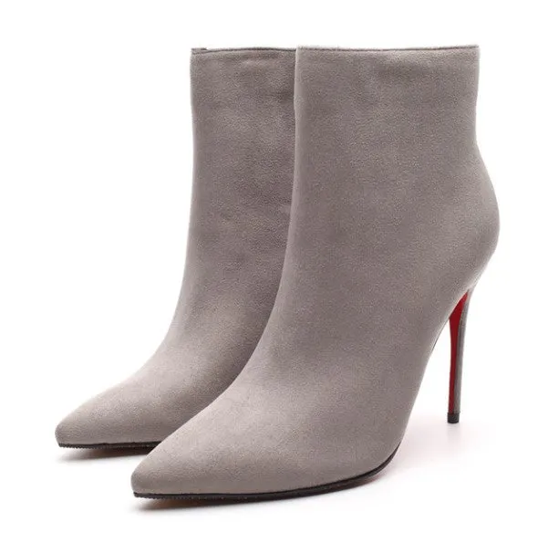 Women's Autumn/Winter High-Heeled Ankle Boots With Red Bottom
