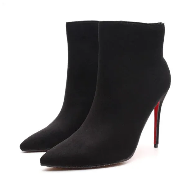 Women's Autumn/Winter High-Heeled Ankle Boots With Red Bottom