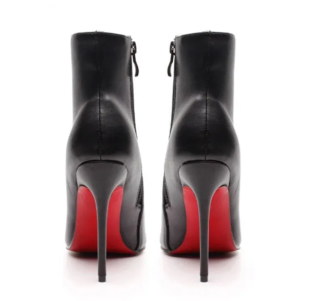 Women's Autumn/Winter High-Heeled Ankle Boots With Red Bottom