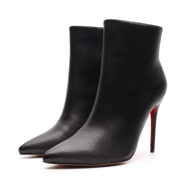 Women's Autumn/Winter High-Heeled Ankle Boots With Red Bottom