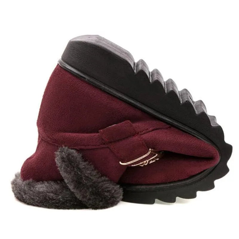 Women's Autumn/Winter Warm Waterproof Anti-Slip Ankle Boots With Faux Fur Lining