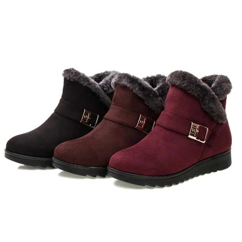 Women's Autumn/Winter Warm Waterproof Anti-Slip Ankle Boots With Faux Fur Lining