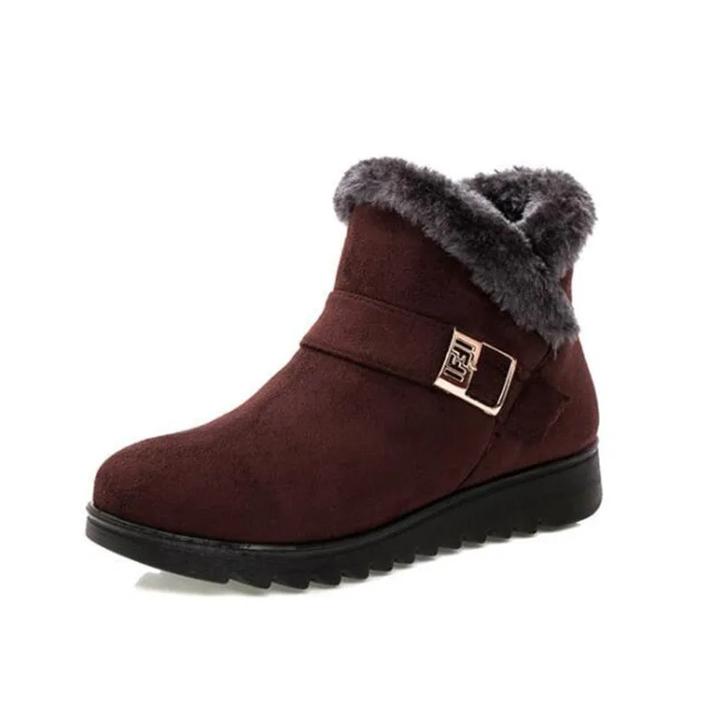 Women's Autumn/Winter Warm Waterproof Anti-Slip Ankle Boots With Faux Fur Lining