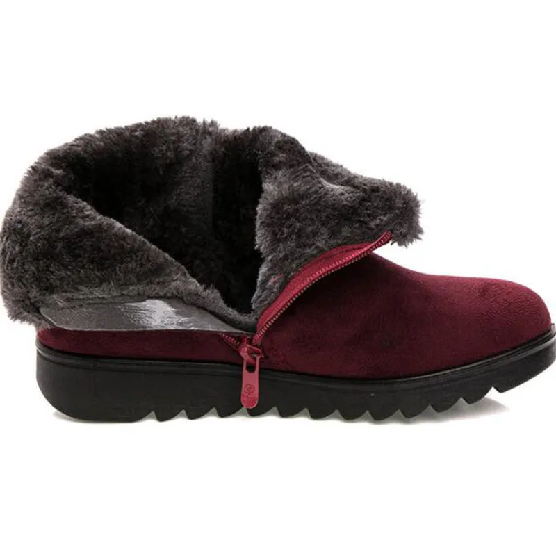 Women's Autumn/Winter Warm Waterproof Anti-Slip Ankle Boots With Faux Fur Lining