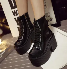 Women's Spring/Autumn Thick Heels Lace-Up Ankle Boots
