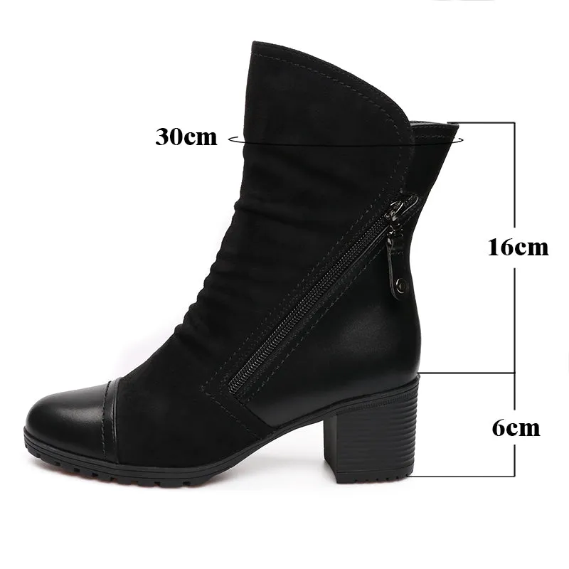 Women's Winter Suede Leather High Heel Ankle Boots