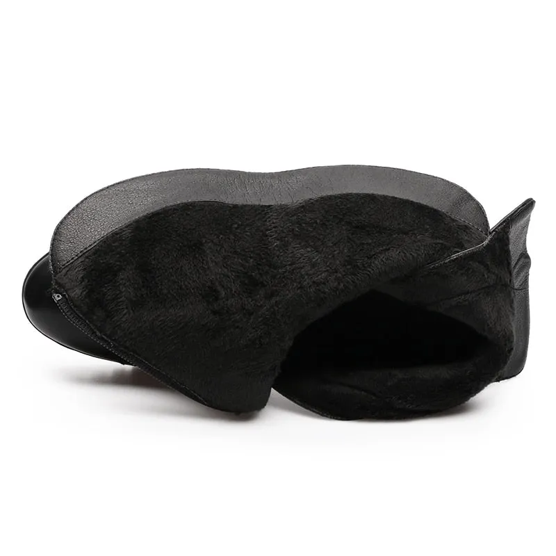 Women's Winter Suede Leather High Heel Ankle Boots