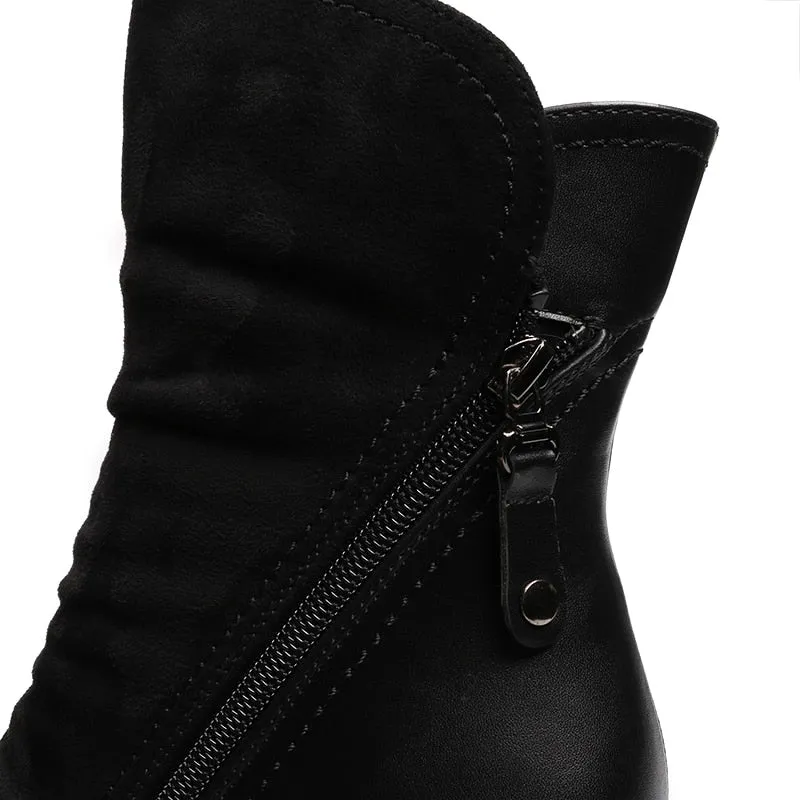 Women's Winter Suede Leather High Heel Ankle Boots