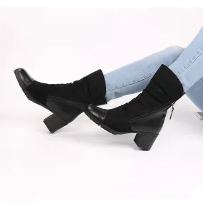 Women's Winter Suede Leather High Heel Ankle Boots