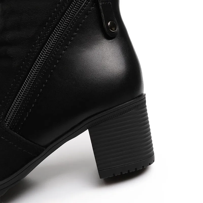 Women's Winter Suede Leather High Heel Ankle Boots